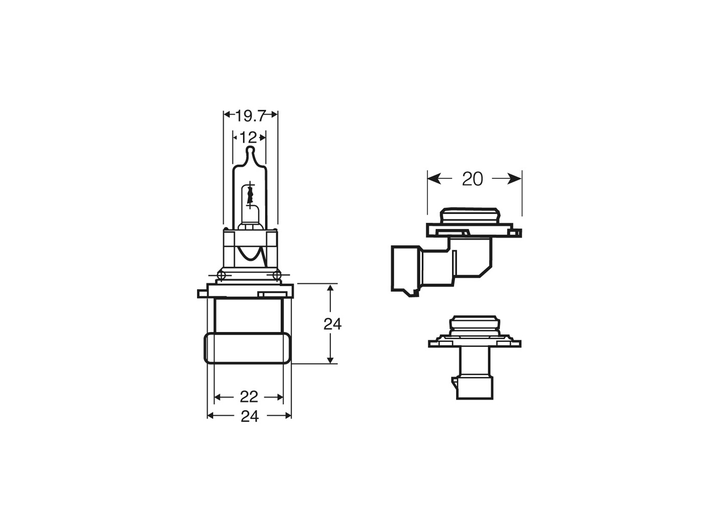 R9005XS HB3A P20d bulb cap diagram